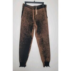 SER.O.YA Jason Sweater Knit Jogger Cognac Dye Effect Brown sz M 100 % Cotton NWT